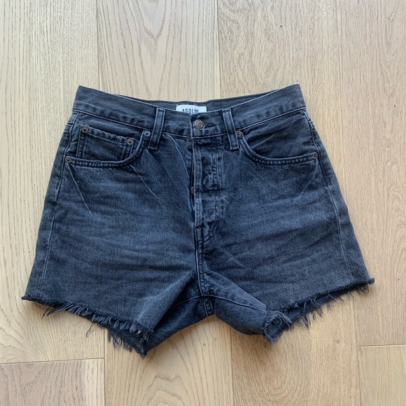 Agolde Parker Long Shorts - Black Size 24 - Picture 2 of 5